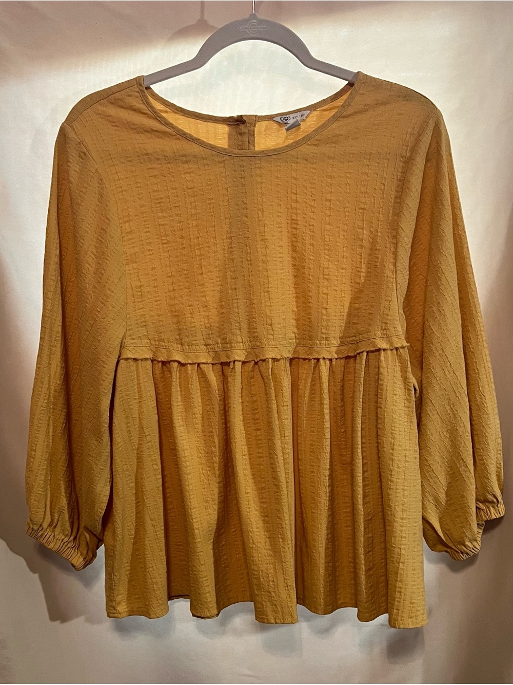 Cato Mustard Yellow Peasant Top Size L